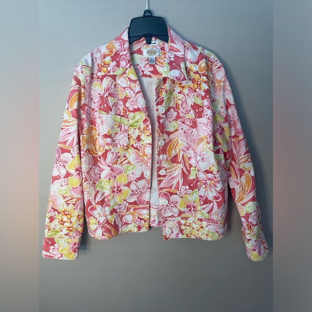 Talbot’s jacket women’s small petite colorful floral stretch jacket fabric NWOT